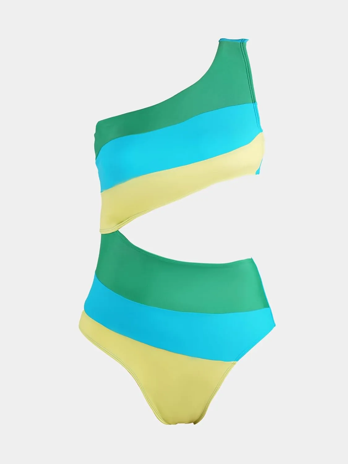 CUPSHE Women's One Piece Swimsuit One Shoulder Bathing Suit Cutout Color Block Swimwear