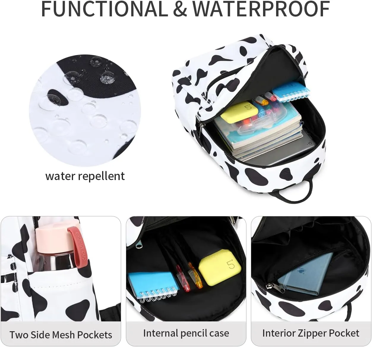 Cusangel Cow Small Purse Backpack For Women, Small Backpack,Mini Backpack Purse for Women Girls,10L little cute backpack,teen Girl work travel Shopping malls, farms, para daypack,mochila vaca pequeña