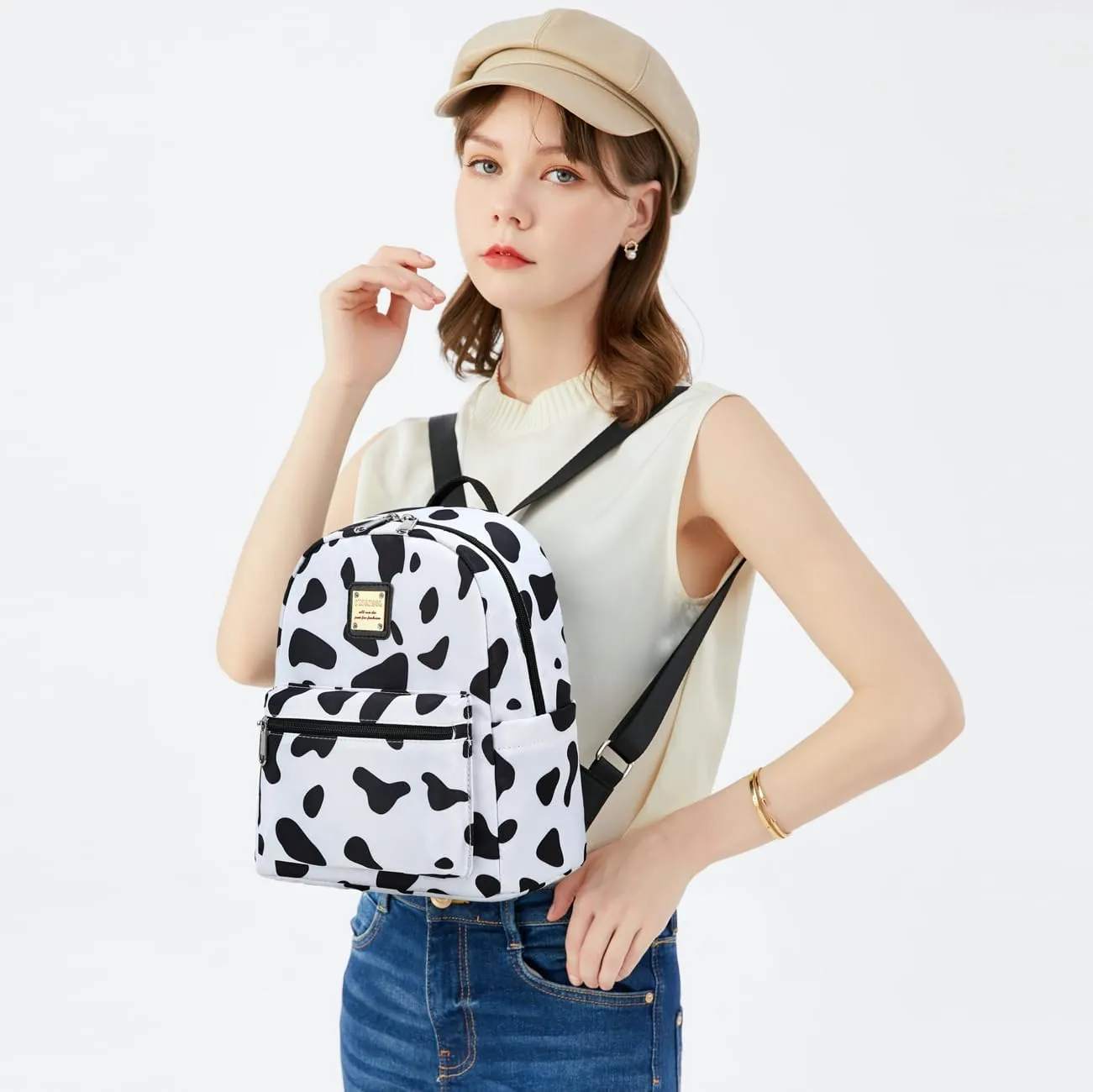 Cusangel Cow Small Purse Backpack For Women, Small Backpack,Mini Backpack Purse for Women Girls,10L little cute backpack,teen Girl work travel Shopping malls, farms, para daypack,mochila vaca pequeña
