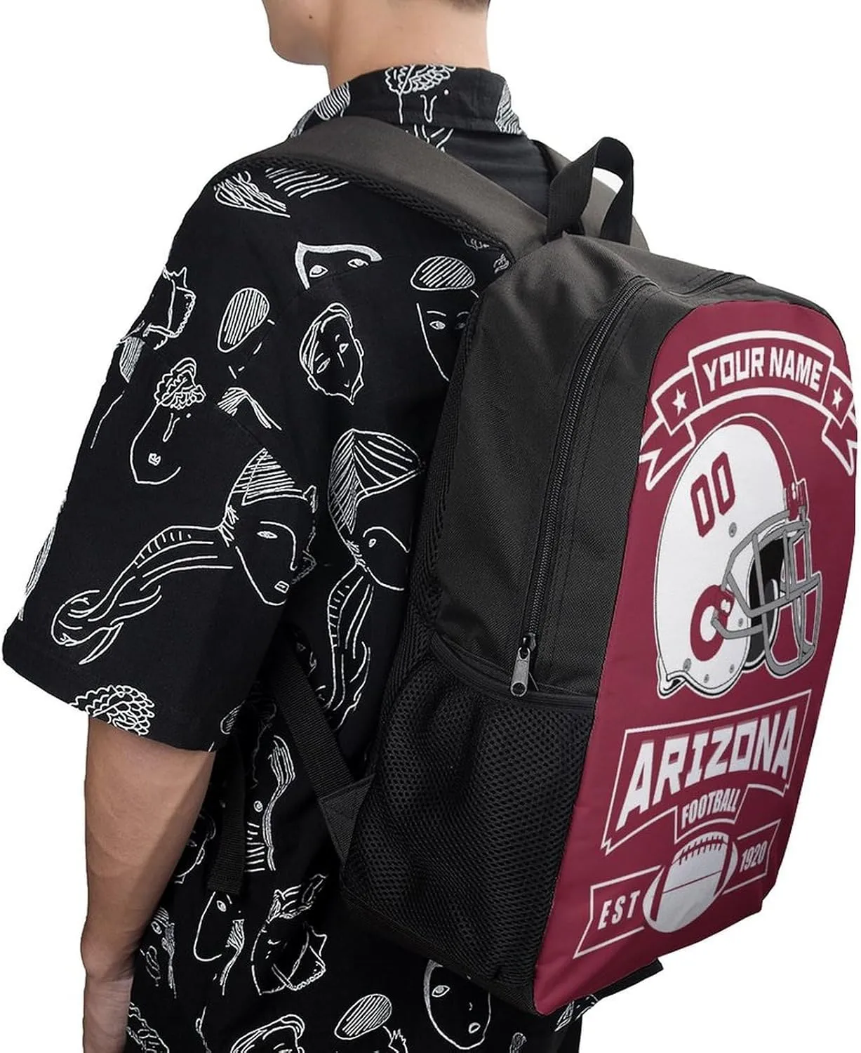 Custom Arizona Backpack Casual Canvas Bag High Capacity Add Peronalized Name Numbers Football Fan Gift for Boy Girl Men Women