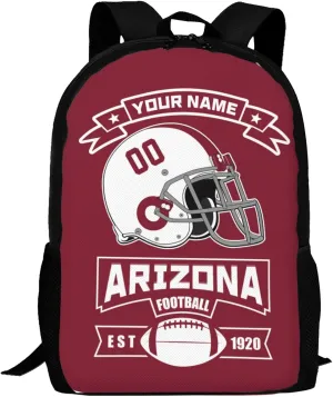 Custom Arizona Backpack Casual Canvas Bag High Capacity Add Peronalized Name Numbers Football Fan Gift for Boy Girl Men Women