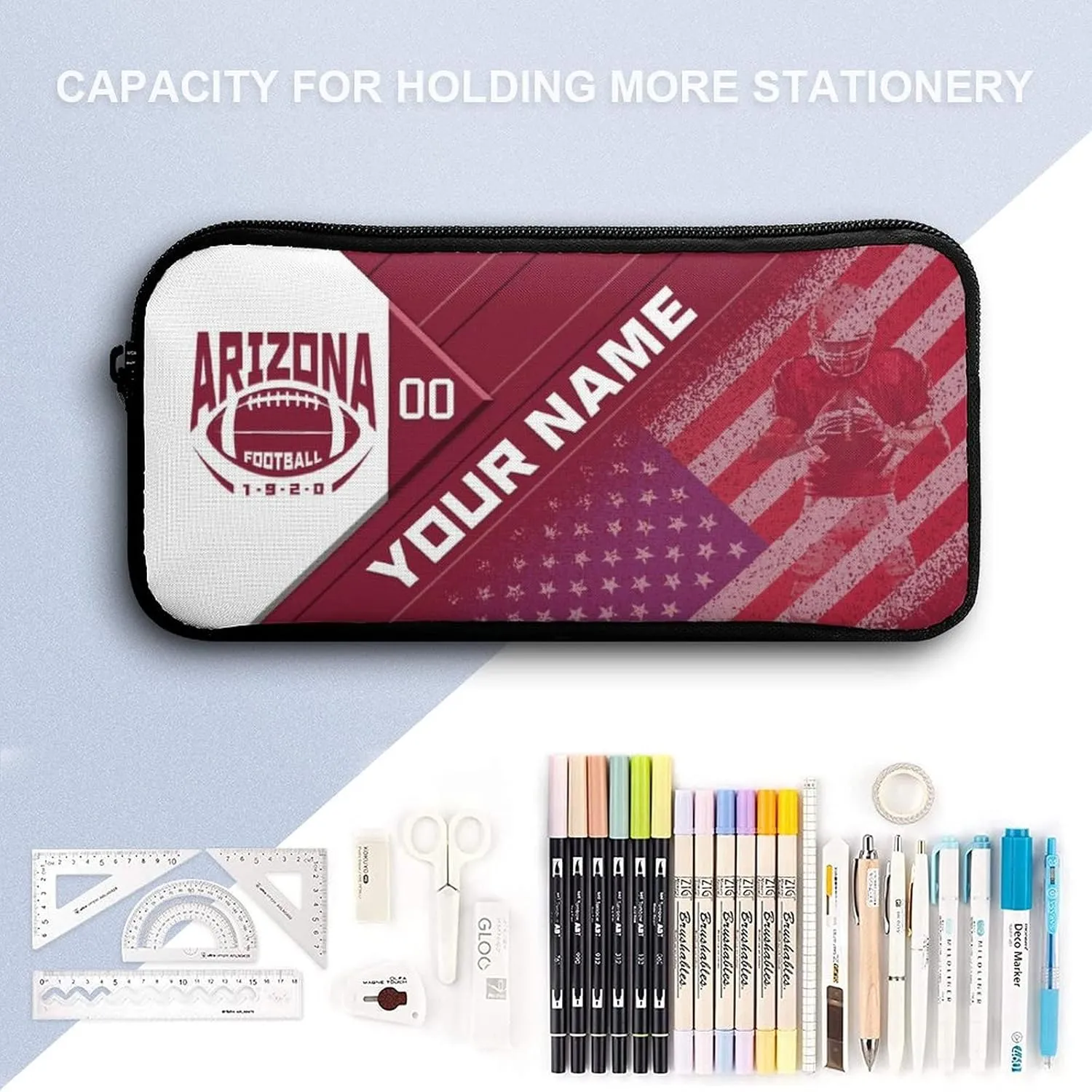 Custom Arizona Backpack with Lunch Bag Pencil Case Personalized Name Number 3 Piece Set Gifts for Men Women