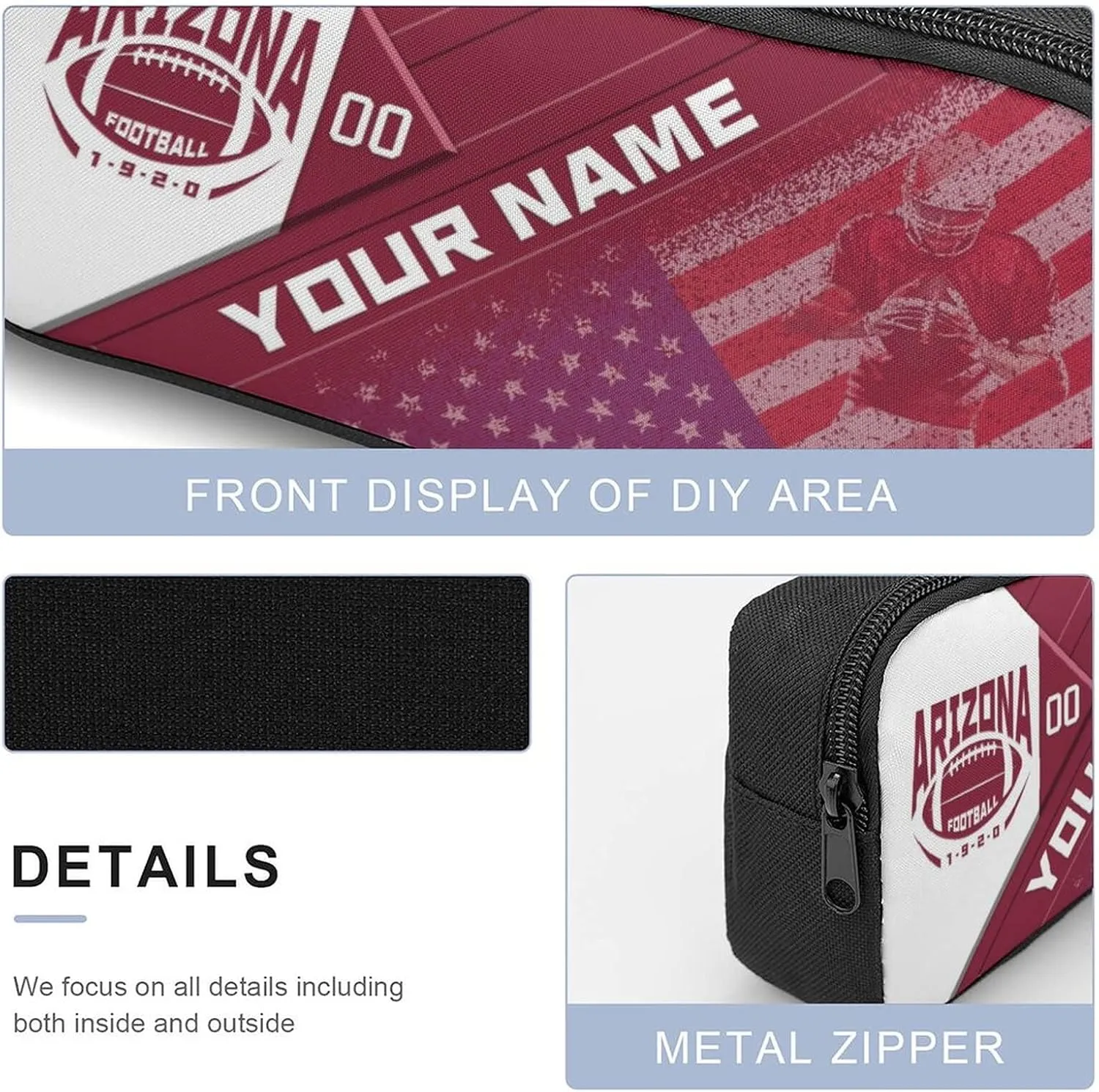 Custom Arizona Backpack with Lunch Bag Pencil Case Personalized Name Number 3 Piece Set Gifts for Men Women