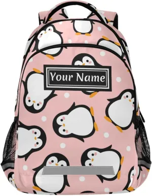Custom Backpack for Men Women Cute Penguin Personalized Name Kids Backpack for Girls Boys Customized Travel Laptop Bag Casual Backpacks