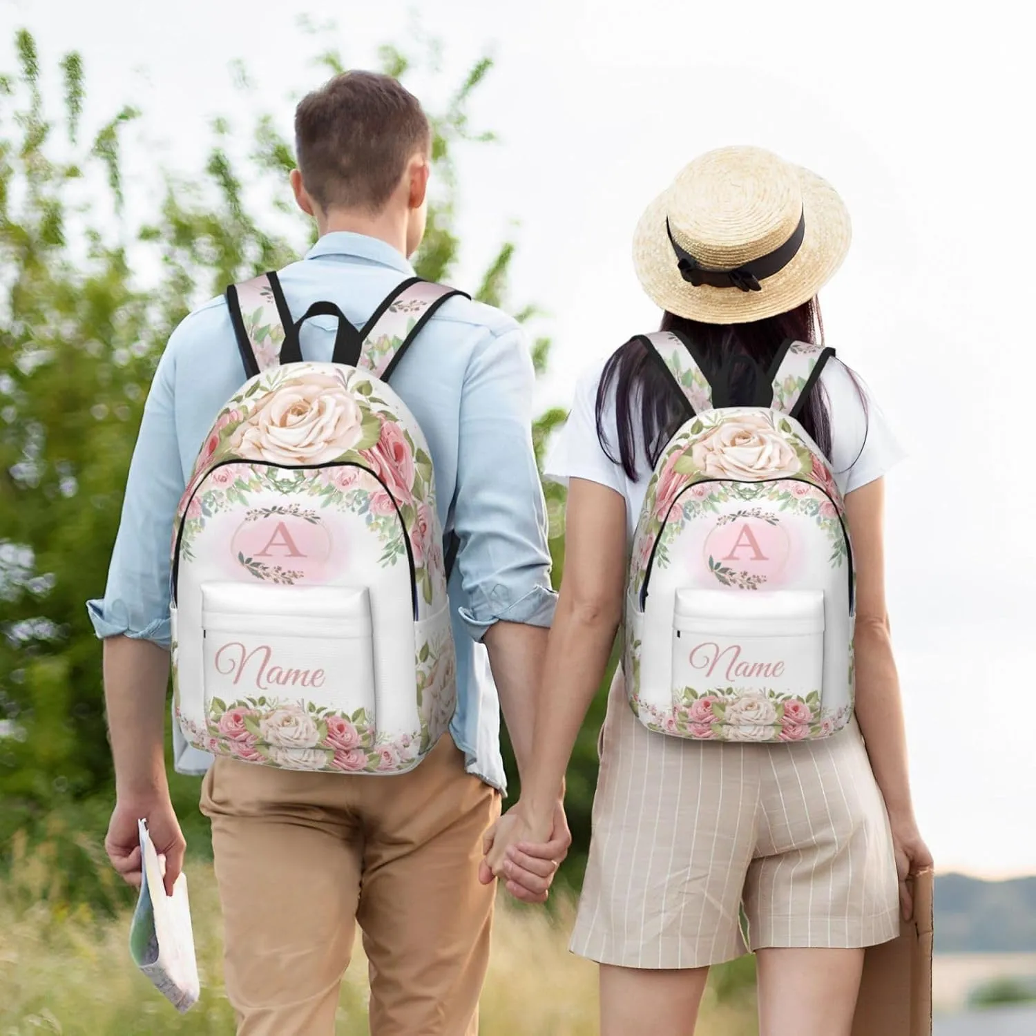 Custom Backpack for Men Women, Personalized Backpack with Name, Customized Casual Backpacks Gifts for Picnic Travel Camping Work 16in