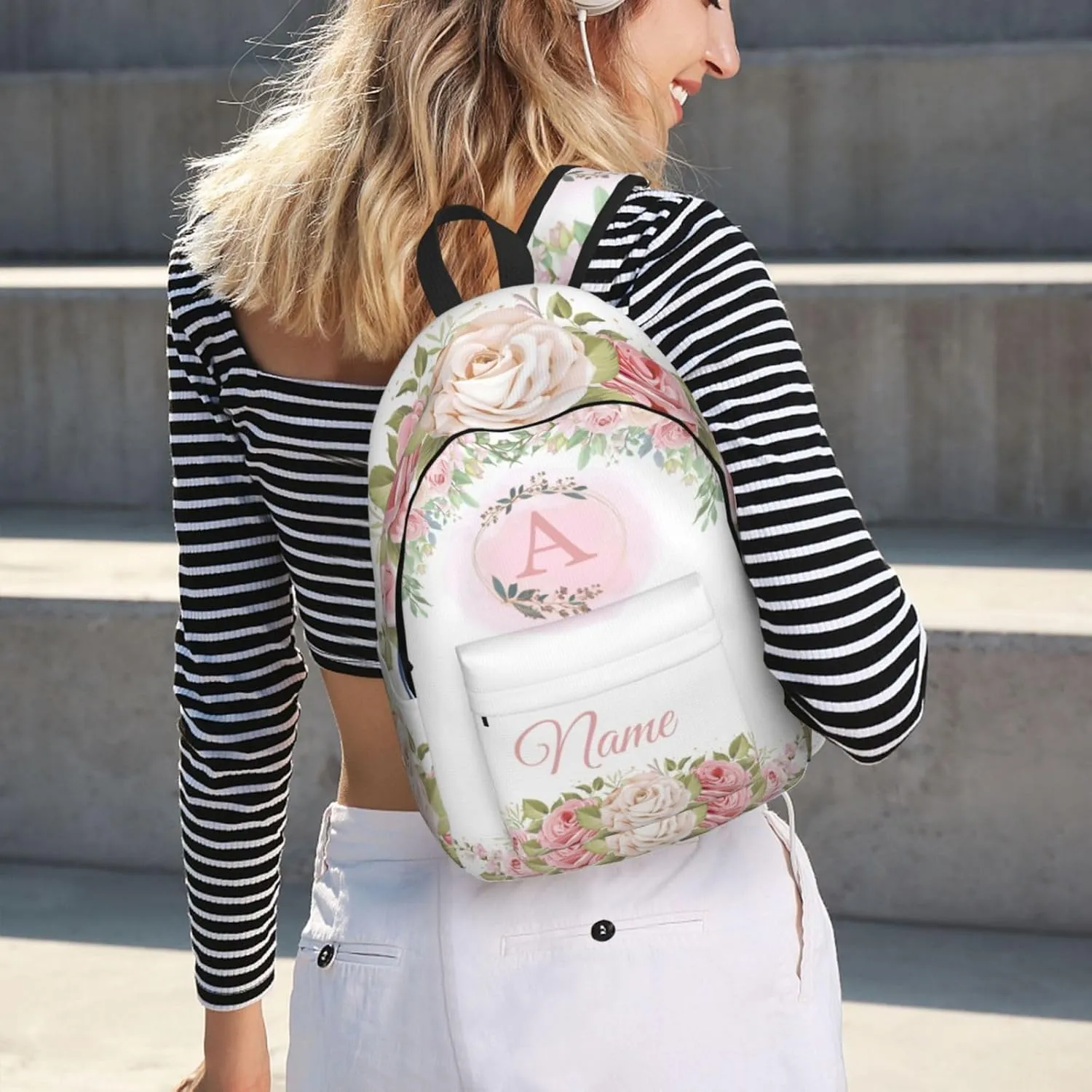 Custom Backpack for Men Women, Personalized Backpack with Name, Customized Casual Backpacks Gifts for Picnic Travel Camping Work 16in