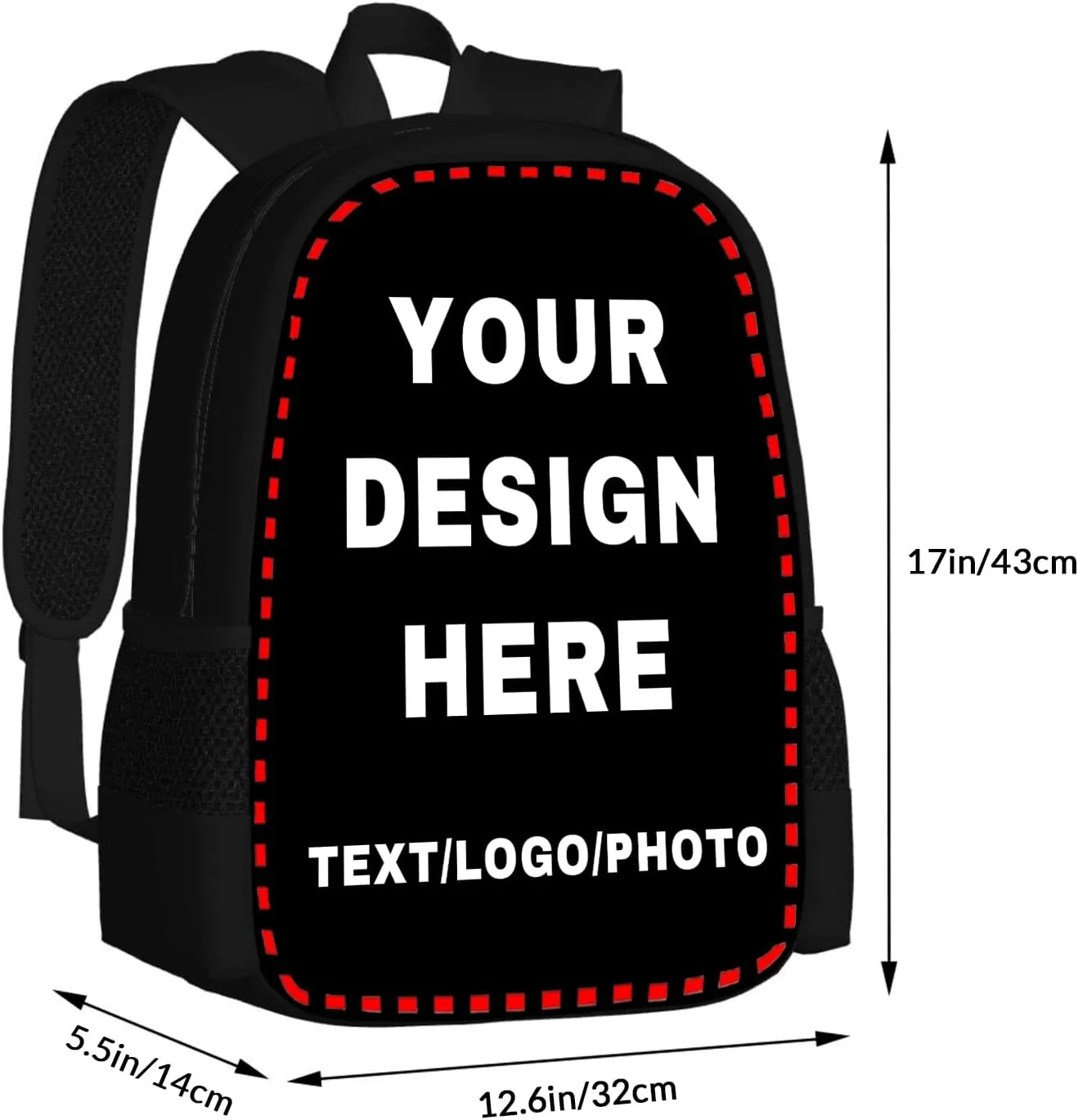 Custom Backpack for Mens Womens Personalized Backpacks with Photo Text Customize Casual Laptop Backpack for Travel Camping 17in