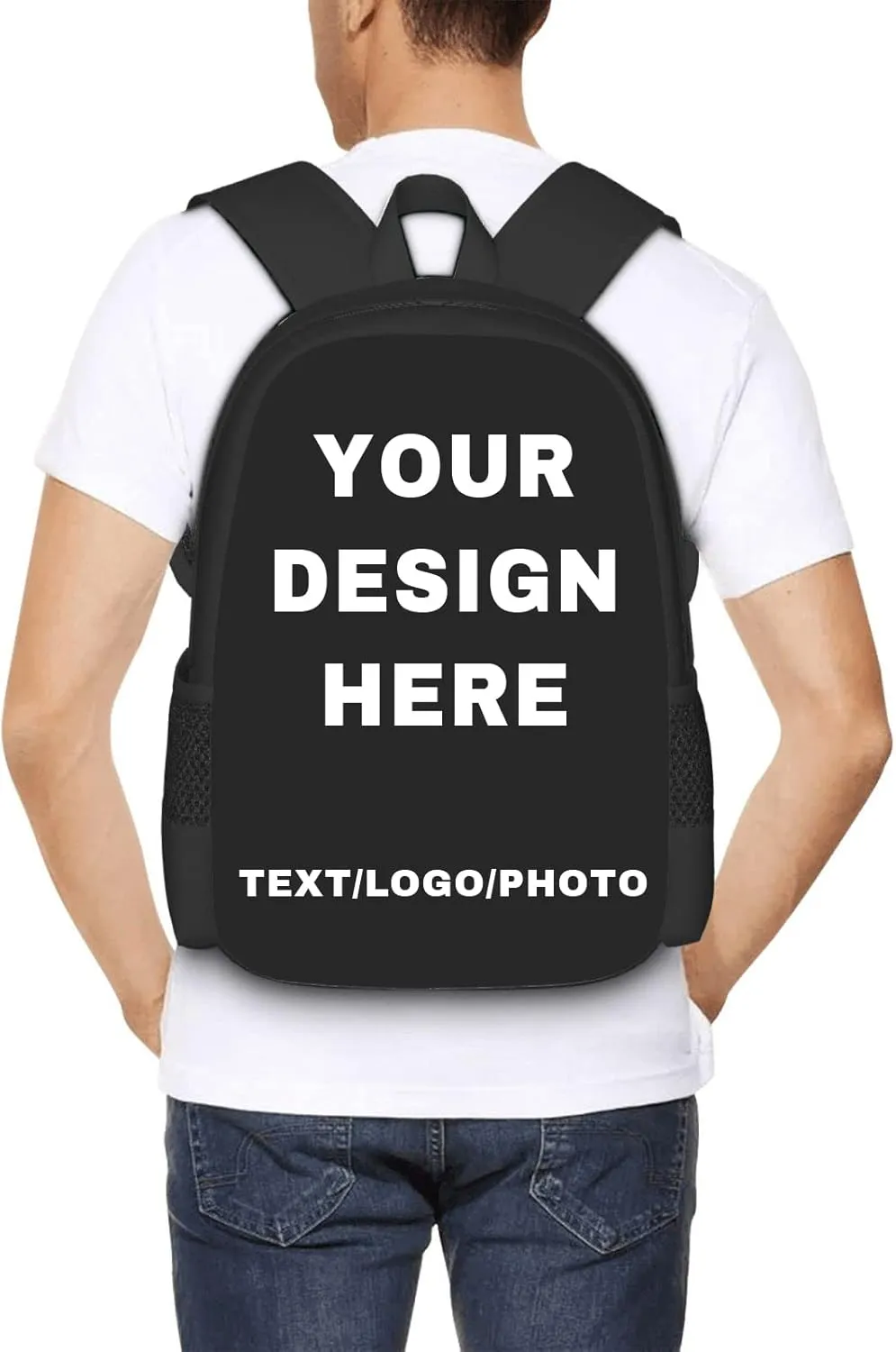 Custom Backpack for Mens Womens Personalized Backpacks with Photo Text Customize Casual Laptop Backpack for Travel Camping 17in