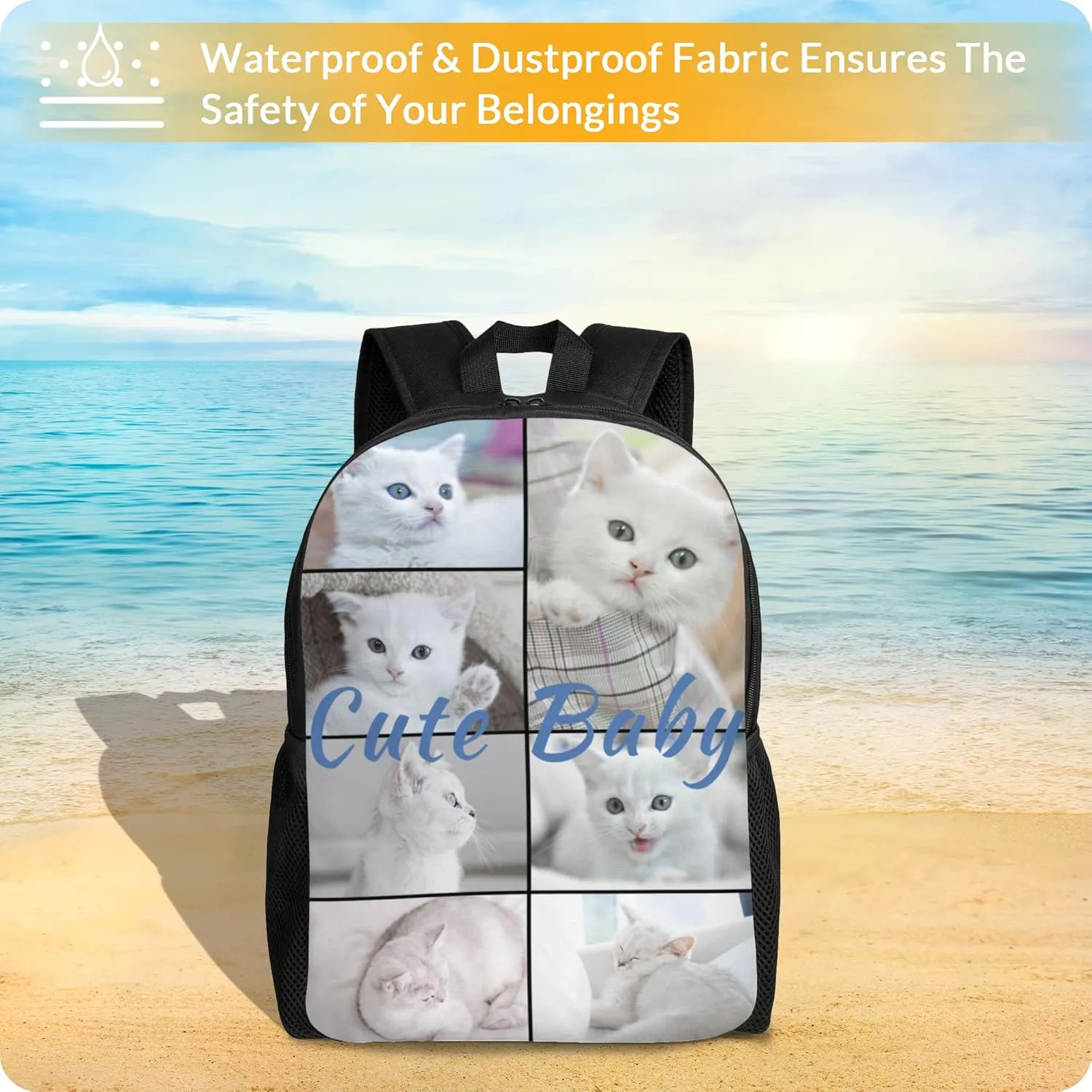 Custom Backpack Personalized Backpack with 1-9 Photo Customize Your Image Text Name Logo Waterproof Laptop Bag (7 Photos)