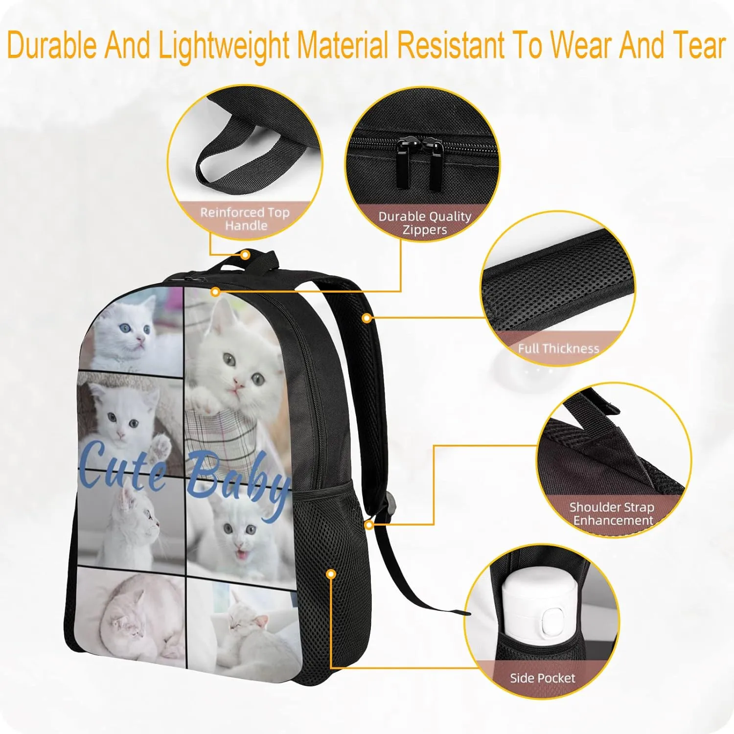 Custom Backpack Personalized Backpack with 1-9 Photo Customize Your Image Text Name Logo Waterproof Laptop Bag (7 Photos)