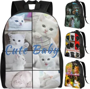 Custom Backpack Personalized Backpack with 1-9 Photo Customize Your Image Text Name Logo Waterproof Laptop Bag (7 Photos)