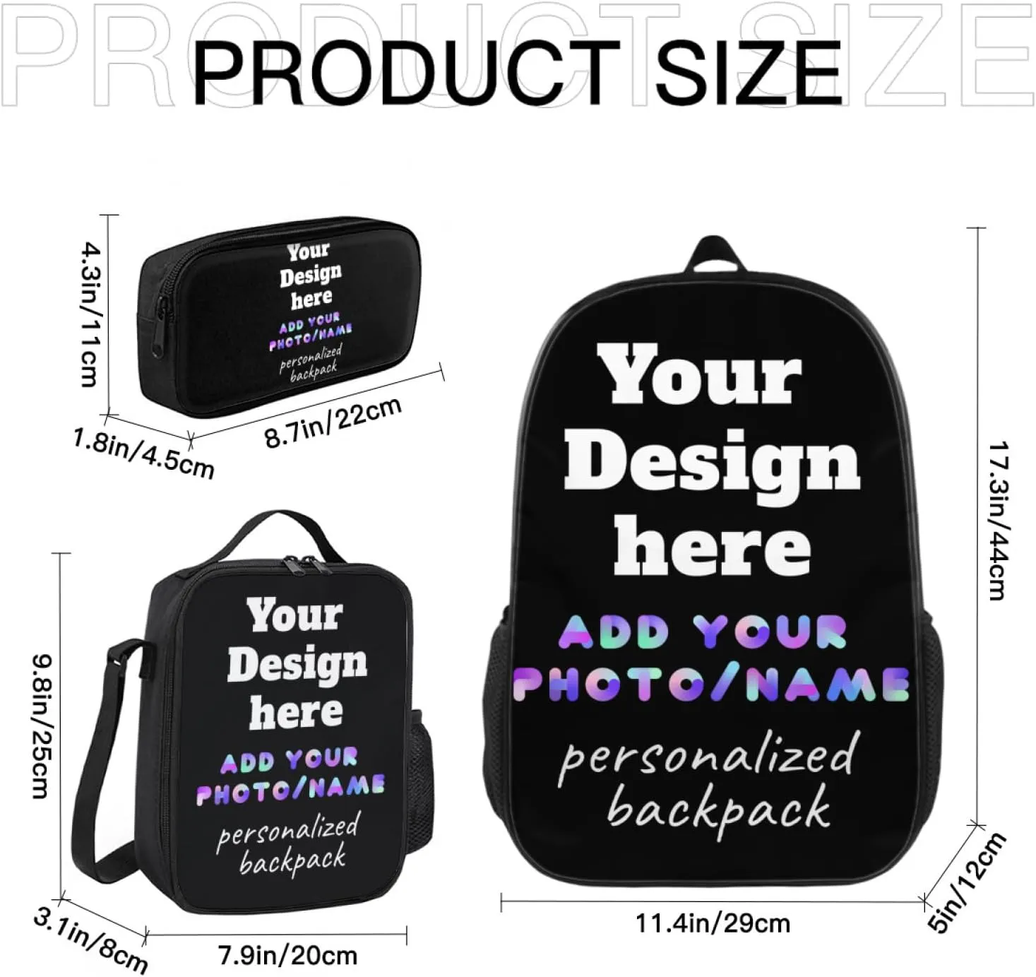 Custom Backpack Personalized Large Capacity Shoulder Bookbag Custom Laptop Bag Customizable Backpack for Kids