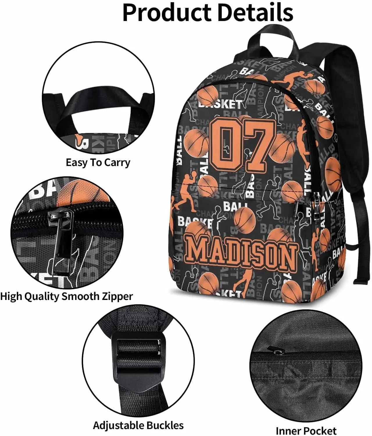 Custom Backpacks Lunch Bag for Boys, Personalized Kids Bookbag School Bag for Preschool Kindergarten with Name Back to School Basketball Travel Bag Back Pack