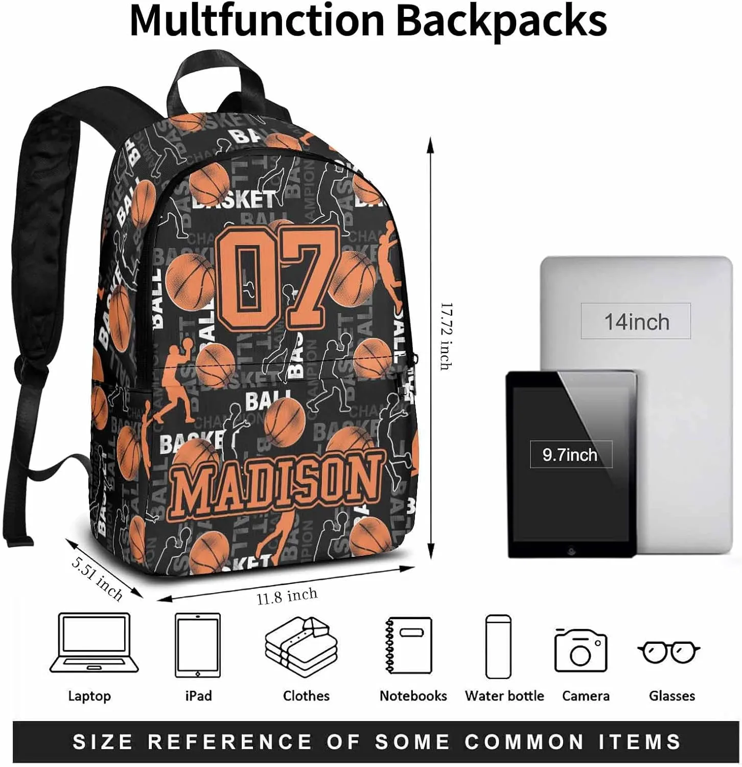 Custom Backpacks Lunch Bag for Boys, Personalized Kids Bookbag School Bag for Preschool Kindergarten with Name Back to School Basketball Travel Bag Back Pack