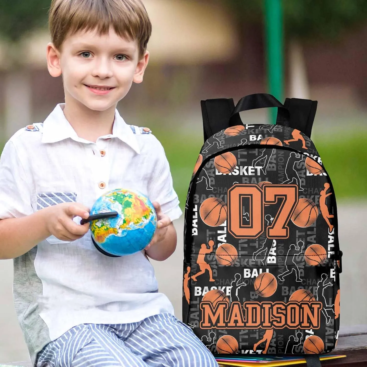 Custom Backpacks Lunch Bag for Boys, Personalized Kids Bookbag School Bag for Preschool Kindergarten with Name Back to School Basketball Travel Bag Back Pack