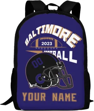 Custom Baltimore Backpack Laptop Gifts Bag Personalized Name Number Teen Book Bag Boy Girl Men Women Shoulder Bag