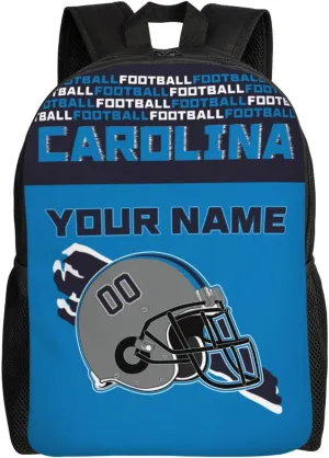 Custom Carolina Backpack Personalized Name Number 17 Inch Large Capacity Laptop Bag Travel Daypack for Men Women Boys Gifts