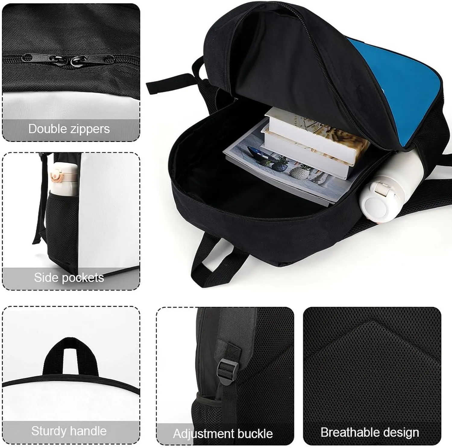 Custom Carolina Backpack Personalized Name Number 17 Inch Large Capacity Laptop Bag Travel Daypack for Men Women Boys Gifts