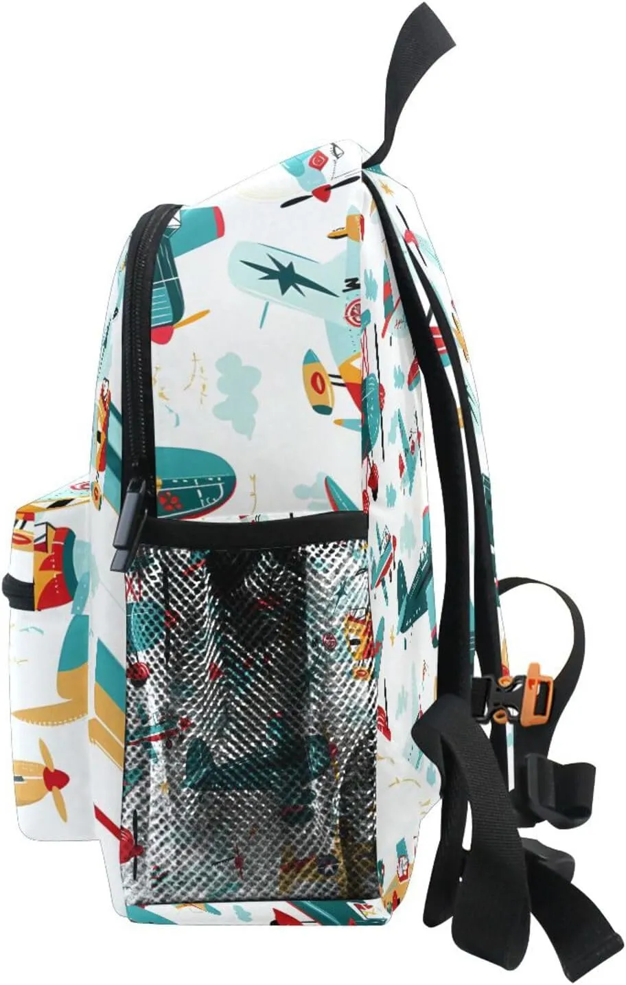 Custom Cartoon Airplane Boys Kids Backpack for Girls Boys, Aircraft Print Toddler Casual Daypack Backpacks, Personalized with Kid's Name Preschool School Bag, Children Travel Bookbag with Chest Strap
