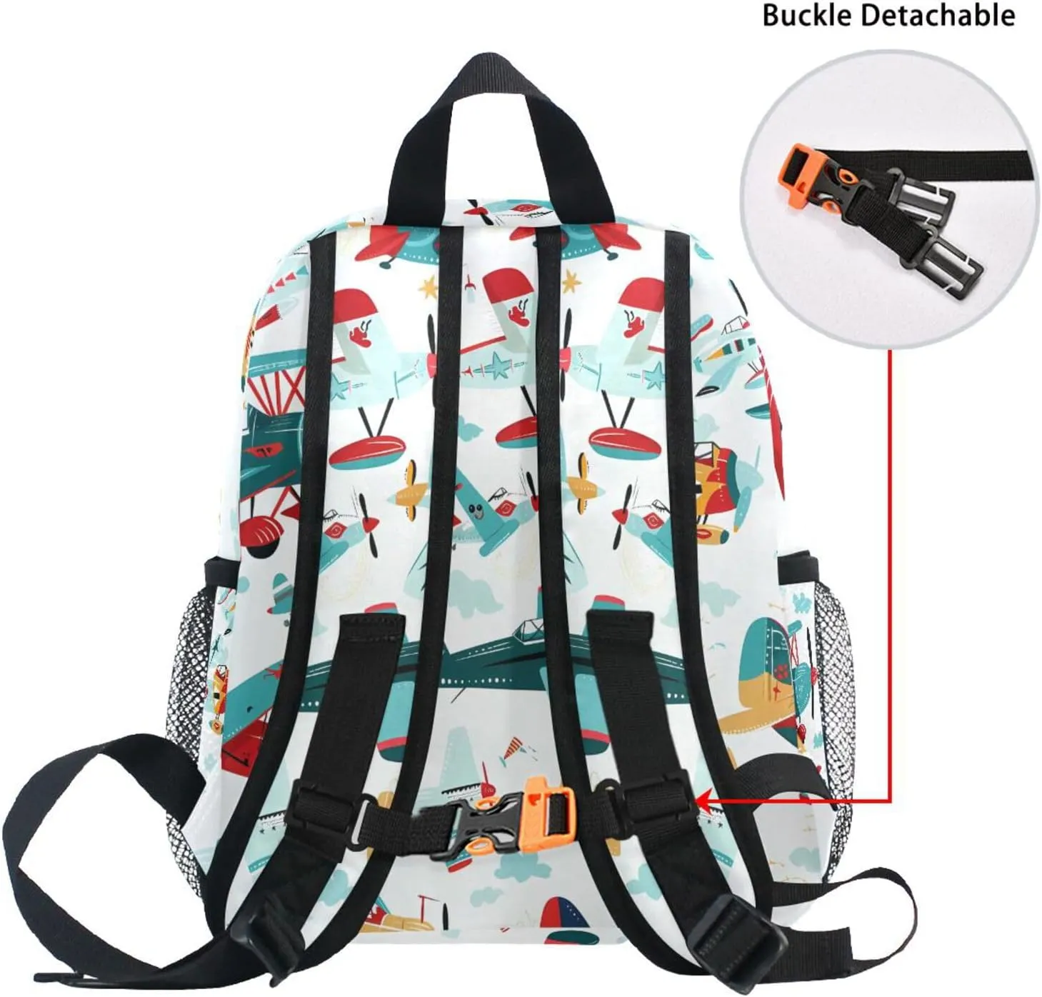 Custom Cartoon Airplane Boys Kids Backpack for Girls Boys, Aircraft Print Toddler Casual Daypack Backpacks, Personalized with Kid's Name Preschool School Bag, Children Travel Bookbag with Chest Strap
