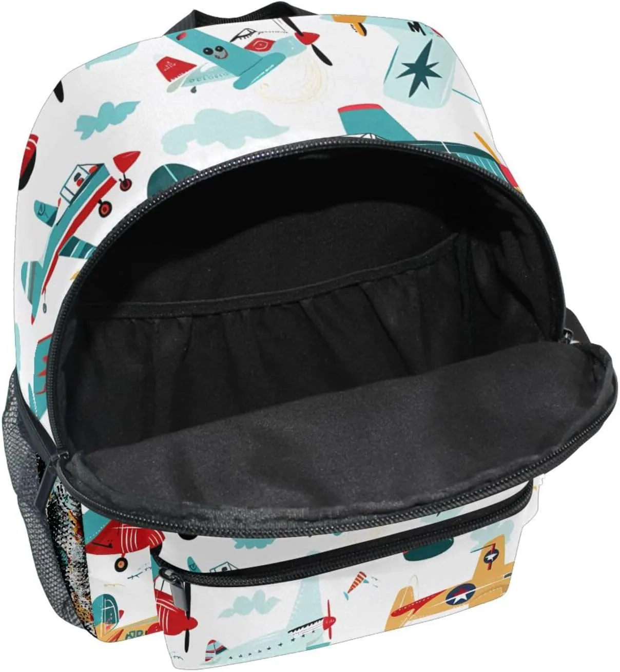 Custom Cartoon Airplane Boys Kids Backpack for Girls Boys, Aircraft Print Toddler Casual Daypack Backpacks, Personalized with Kid's Name Preschool School Bag, Children Travel Bookbag with Chest Strap