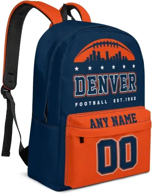 Custom Denver Backpacks Personalized Name And Number Backpack Travel Bag Shoulder Bag Gifts for Men Women