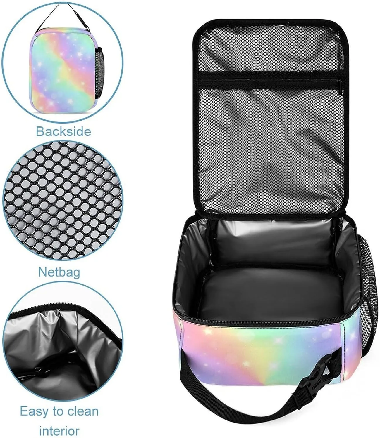 Custom Galaxy Flower Unicorn 4Pcs Backpack Set with Lunch Bag Pencil Case Water Bottle Personalized Name Text School Book Bags Customized Backpack Set for Girls Boys Kids