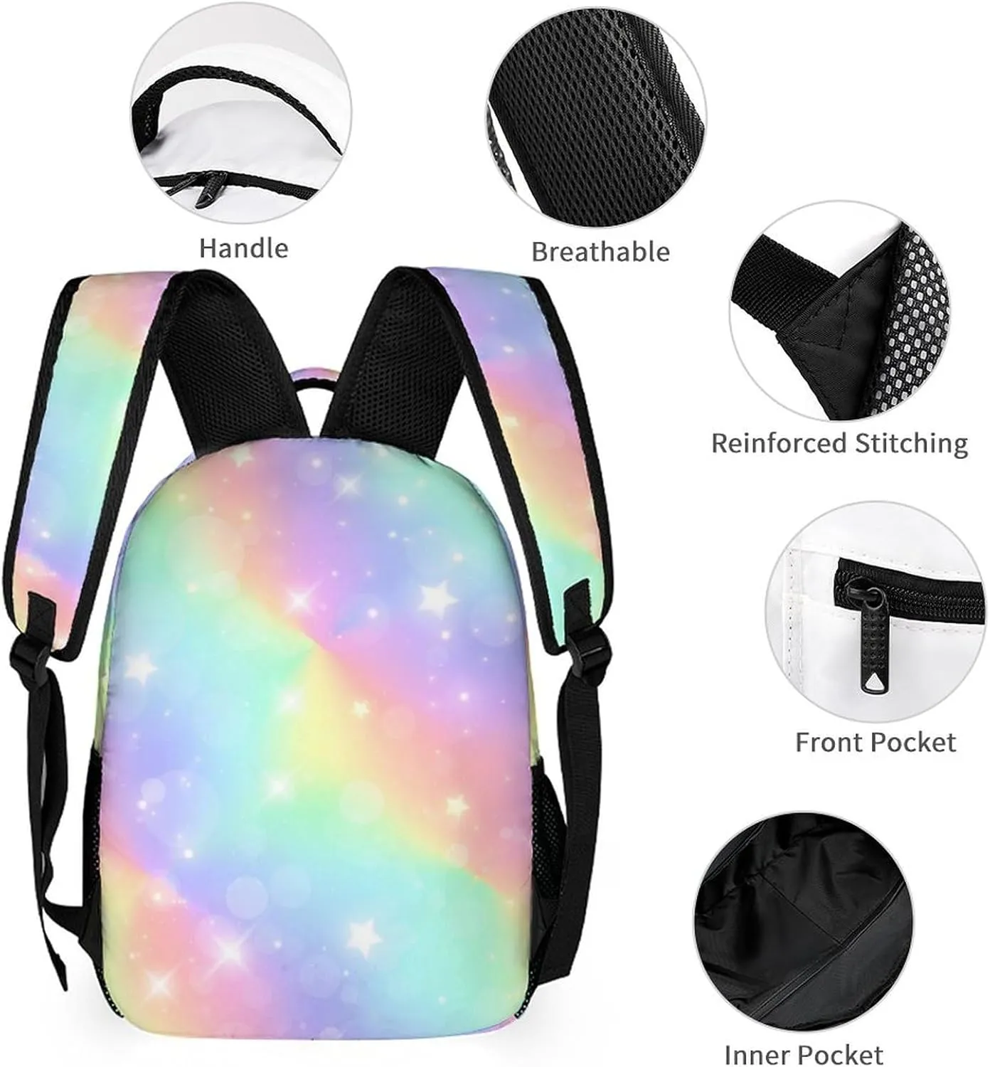 Custom Galaxy Flower Unicorn 4Pcs Backpack Set with Lunch Bag Pencil Case Water Bottle Personalized Name Text School Book Bags Customized Backpack Set for Girls Boys Kids