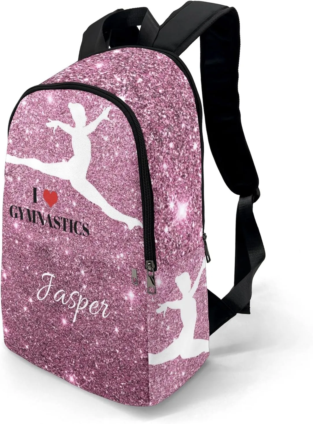 Custom Glitter Inbakerdoek Rhythmic Gymnastics Jump School Backpack Casual College Backpack Lightweight Travel Backpack with Name