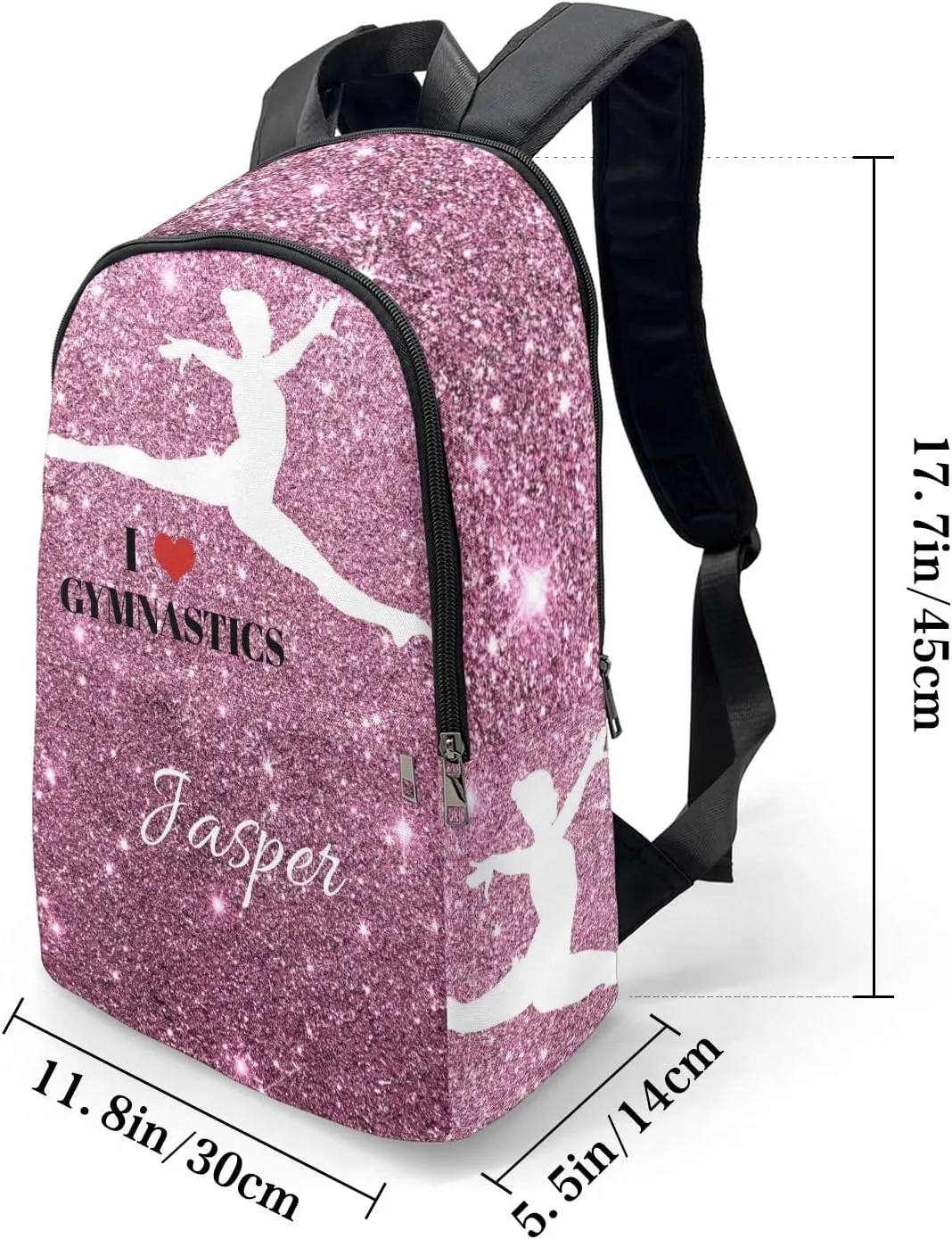 Custom Glitter Inbakerdoek Rhythmic Gymnastics Jump School Backpack Casual College Backpack Lightweight Travel Backpack with Name