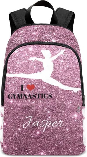 Custom Glitter Inbakerdoek Rhythmic Gymnastics Jump School Backpack Casual College Backpack Lightweight Travel Backpack with Name