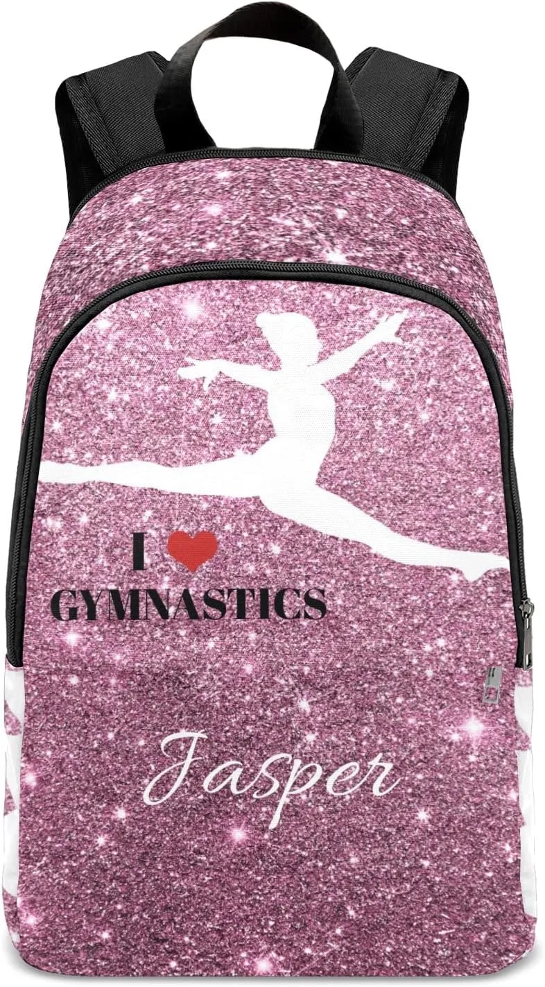 Custom Glitter Inbakerdoek Rhythmic Gymnastics Jump School Backpack Casual College Backpack Lightweight Travel Backpack with Name