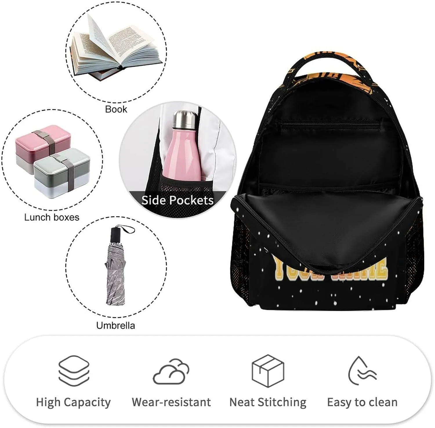 Custom Hockey Backpack for Kids Girls Boys School, 16 Inches Cool Hockey Ball Theme Bookbag, Adjustable, Lightweight, Large Capacity, Colorful Daily Casual Backpacks