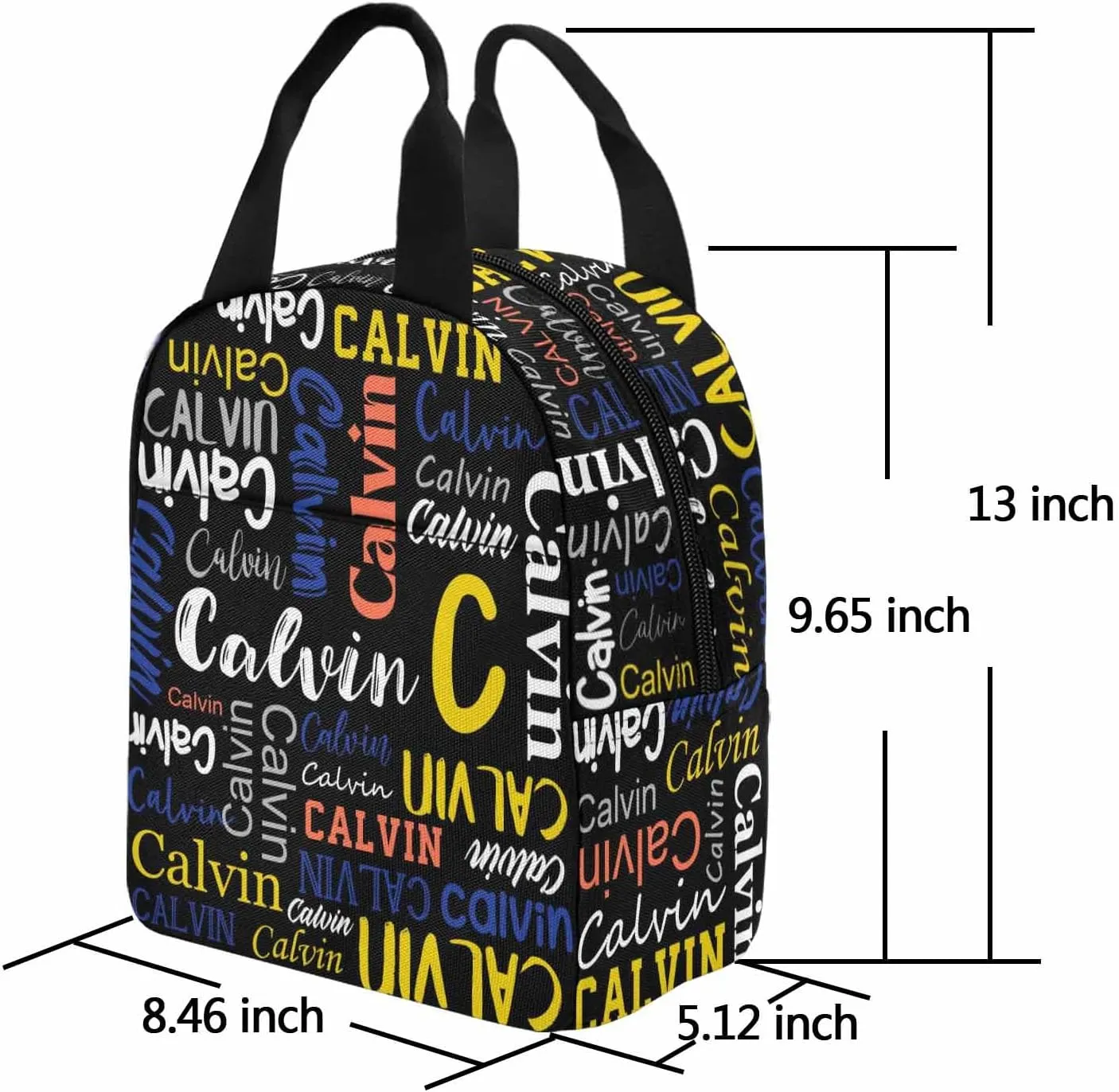 Custom Kids Backpacks Lunch Bag with Text, Personalized Bookbag for Boys Girls Toddler Black School Bag with Name Back to School Elementary Travel Bag Back Pack