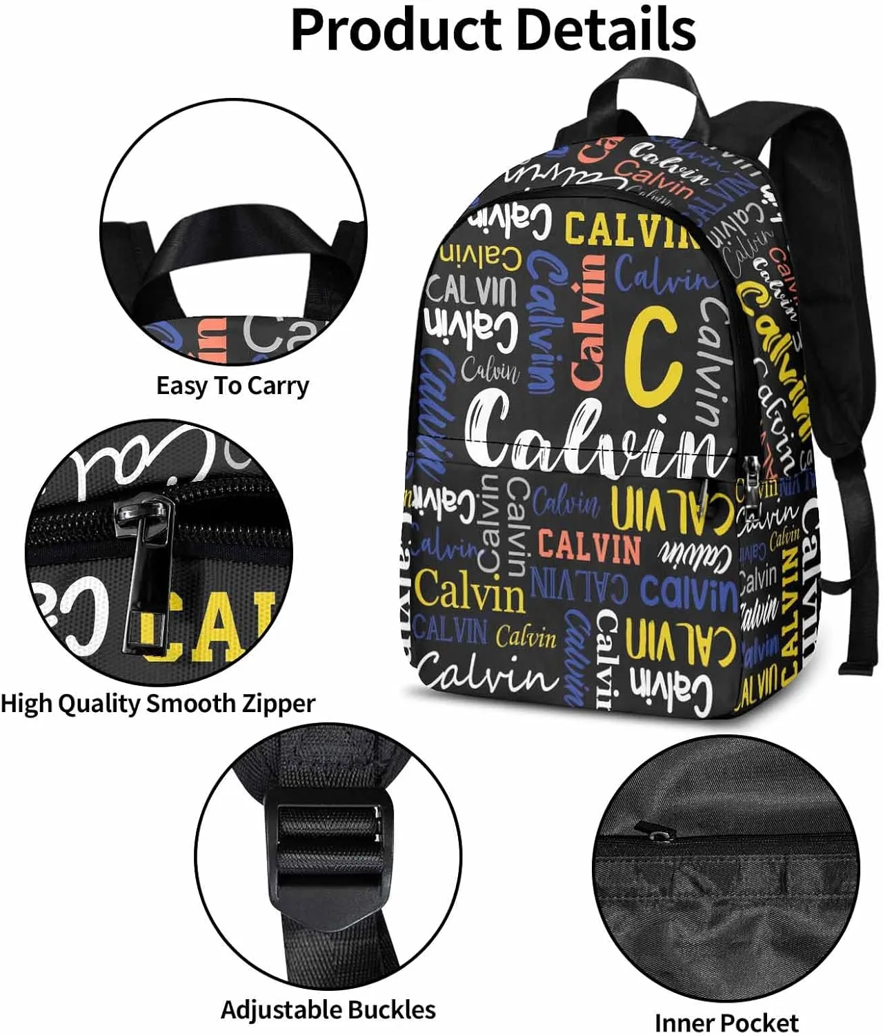 Custom Kids Backpacks Lunch Bag with Text, Personalized Bookbag for Boys Girls Toddler Black School Bag with Name Back to School Elementary Travel Bag Back Pack