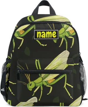 Custom Kid's Name Backpack for Boys Girls, Cute Grasshopper Toddler Mini Backpack Personalized Children Preschool Bookbag