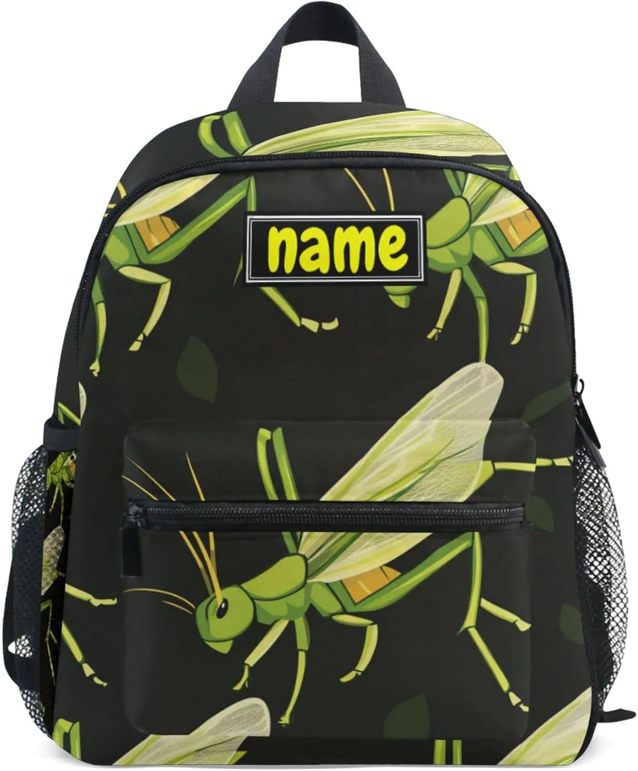 Custom Kid's Name Backpack for Boys Girls, Cute Grasshopper Toddler Mini Backpack Personalized Children Preschool Bookbag