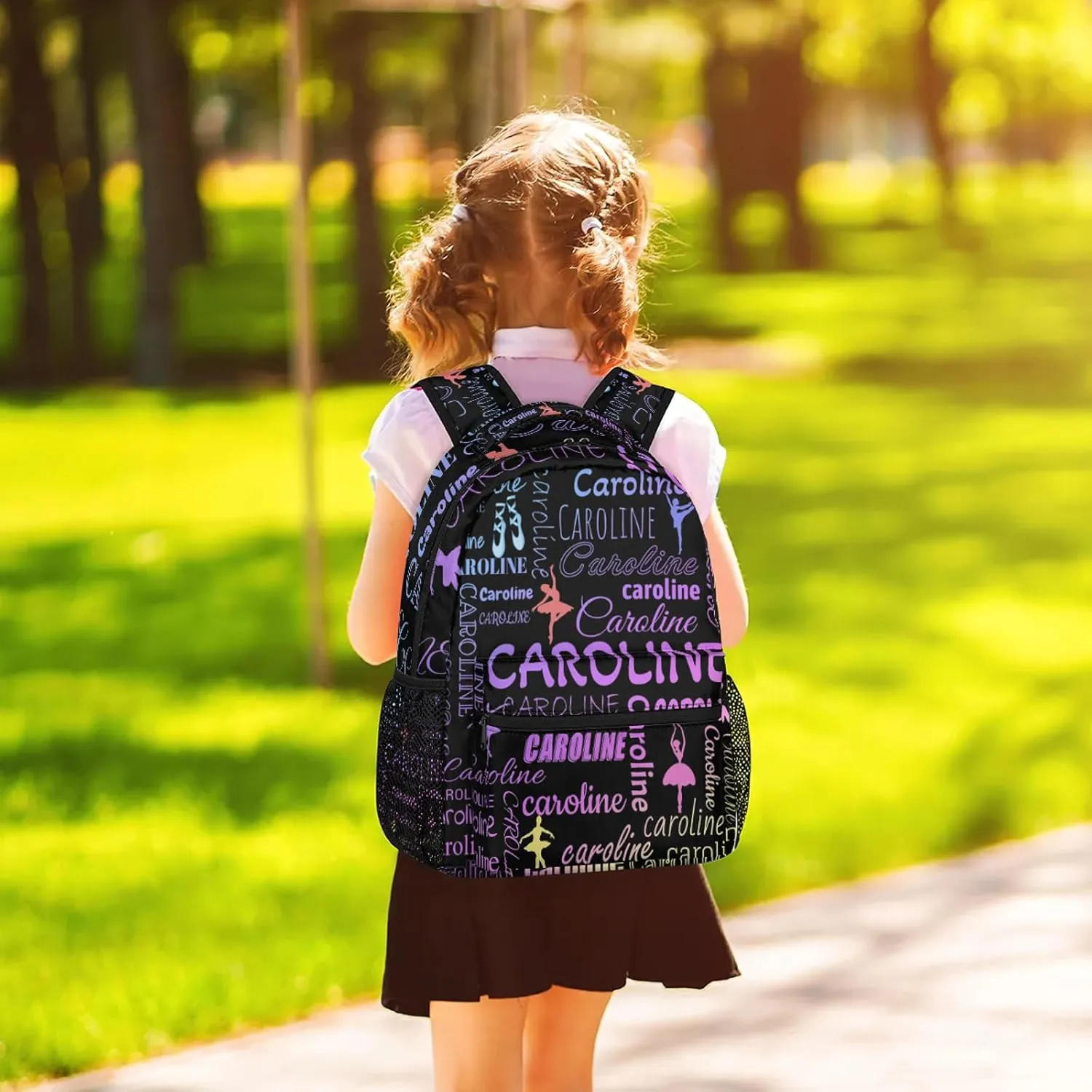 Custom Name Backpack Ballet Lightweight Personalized Shoulder Bag Backpacks Waterproof Casual Daypack Travel Laptop Bag for Travel Work Picnic 16in