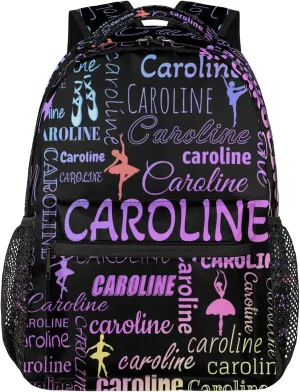 Custom Name Backpack Ballet Lightweight Personalized Shoulder Bag Backpacks Waterproof Casual Daypack Travel Laptop Bag for Travel Work Picnic 16in