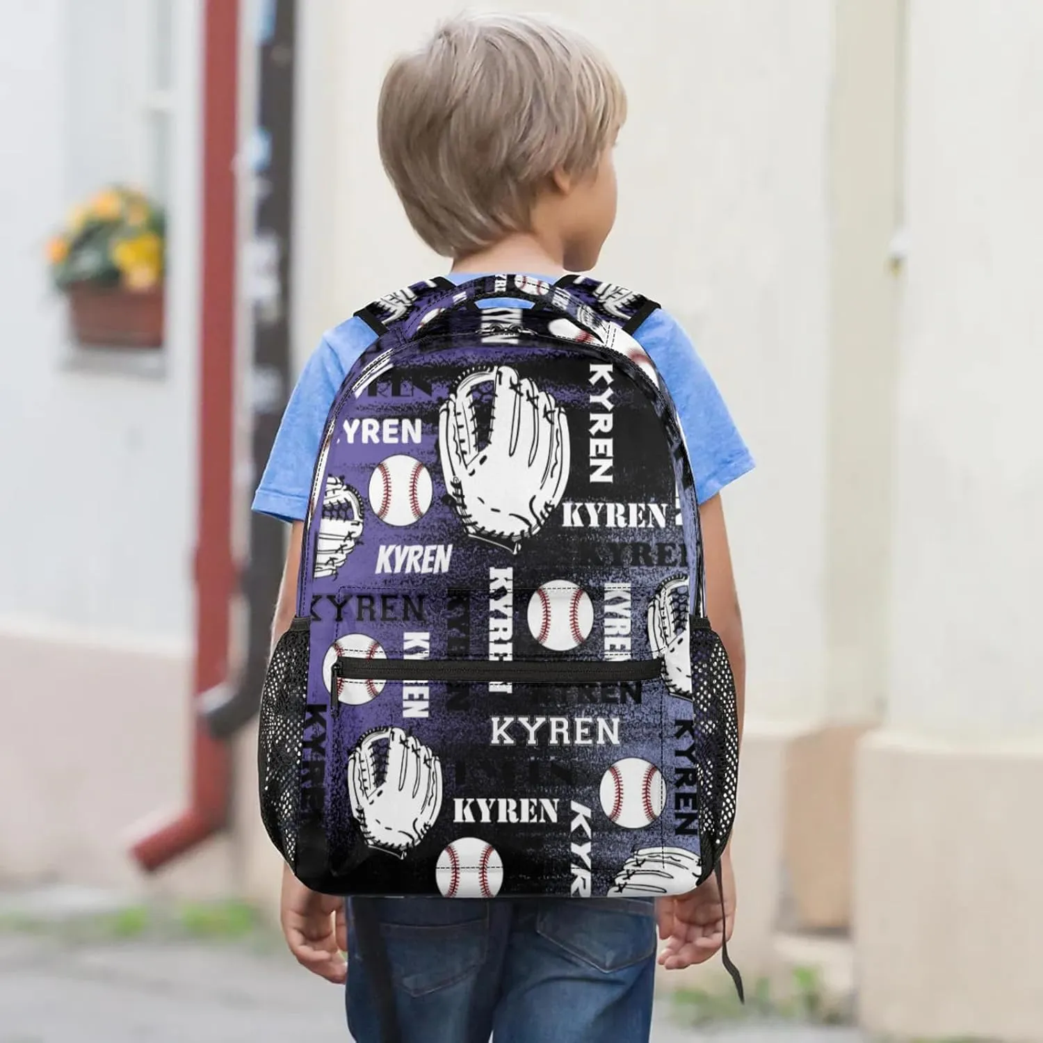 Custom Name Baseball Backpack for Men Women, Personalized Name Laptop Backpack, Sports Bag Lightweight Daypack for Travel Camping, Purple