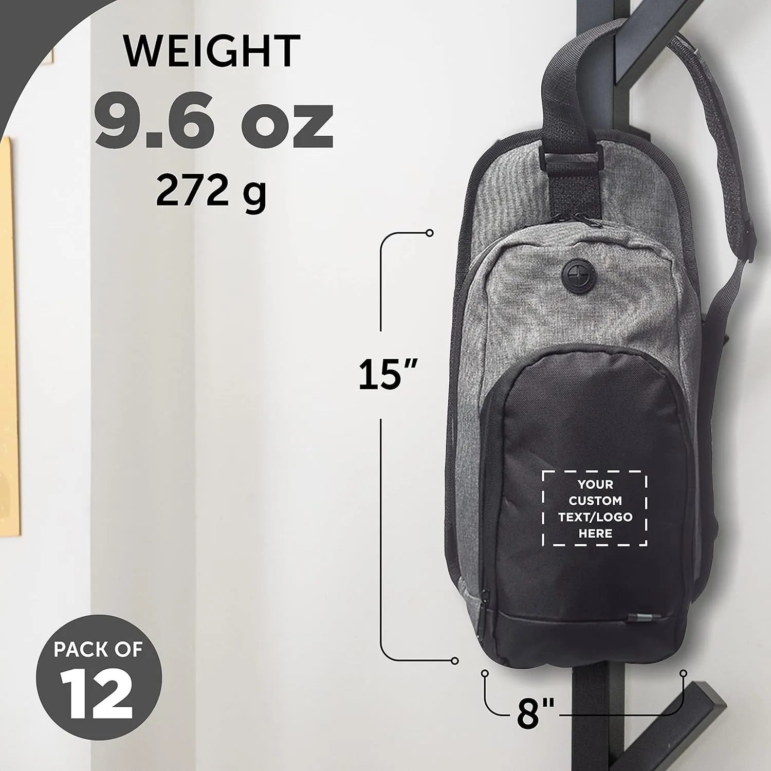Custom O Valley Crossbody Shoulder Bag Set of 12, Personalized Bulk Pack - Perfect for Employees, Students, And For Everyday Use - Grey