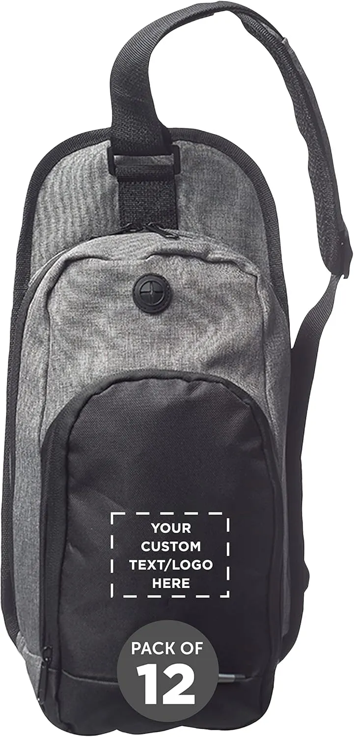 Custom O Valley Crossbody Shoulder Bag Set of 12, Personalized Bulk Pack - Perfect for Employees, Students, And For Everyday Use - Grey