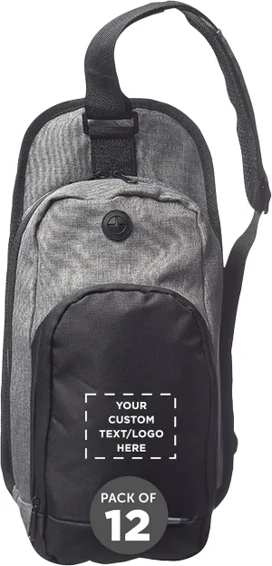 Custom O Valley Crossbody Shoulder Bag Set of 12, Personalized Bulk Pack - Perfect for Employees, Students, And For Everyday Use - Grey