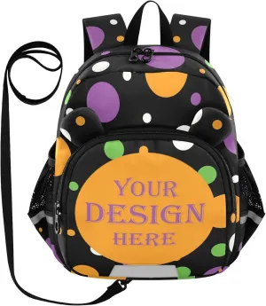 Custom Orange Green Purple Preschool Backpack Colored Polka Dots Daycare Bookbag School Backpack with Traction Rope Fashion Casual Cartoon School Travel Picnic Birthday for Kids 3-6