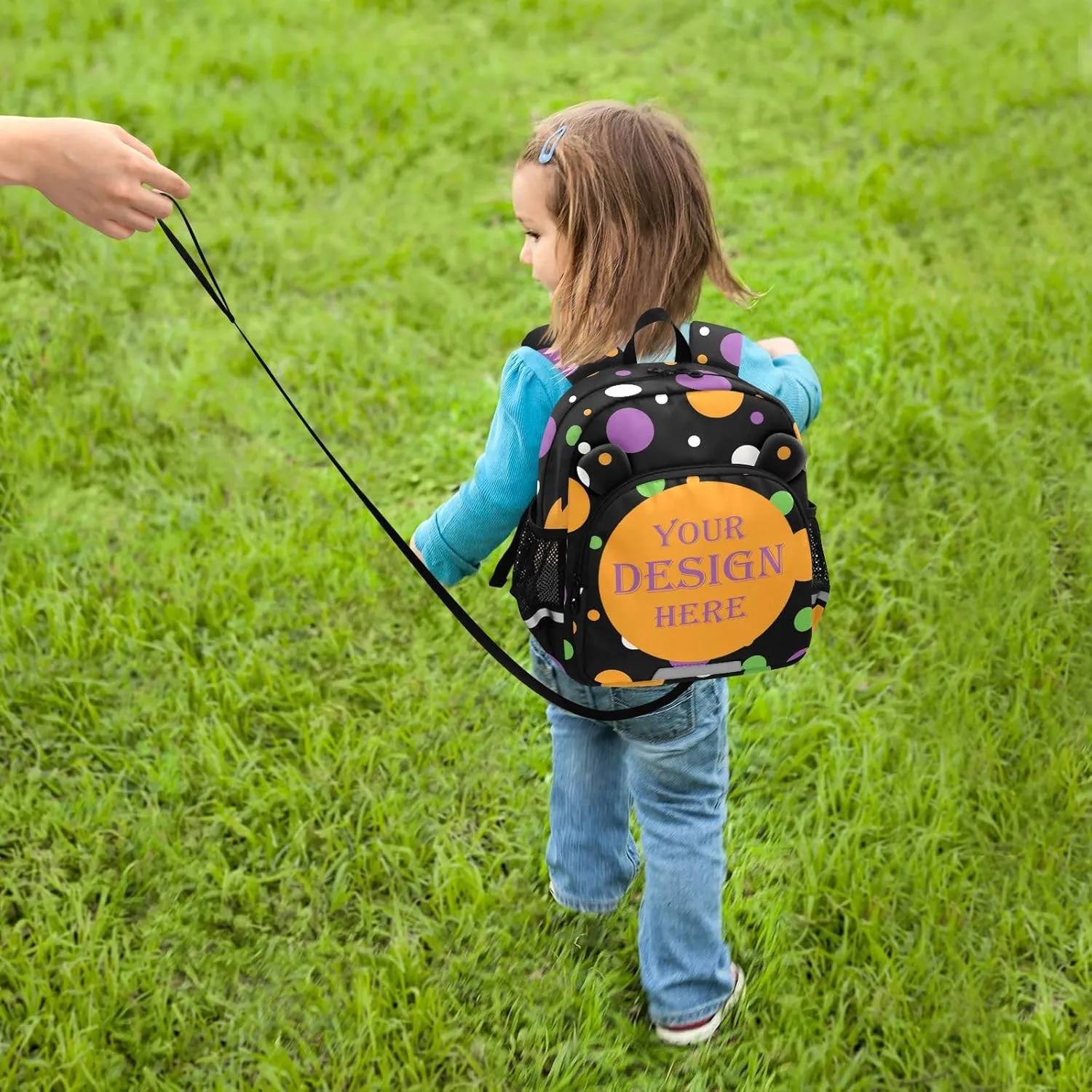 Custom Orange Green Purple Preschool Backpack Colored Polka Dots Daycare Bookbag School Backpack with Traction Rope Fashion Casual Cartoon School Travel Picnic Birthday for Kids 3-6