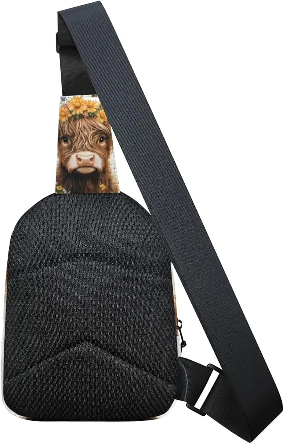 Custom Sling Bag Farm Highland Cow Cross Body Customize Chest Bag Floral Farmhouse Daypack for Outdoors Travel Hiking Sports