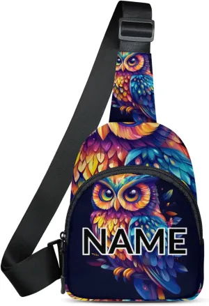 Custom Sling Bag Owl Cross Body Customize Chest Bag Funny Owl Daypack for Outdoors Travel Hiking Sports
