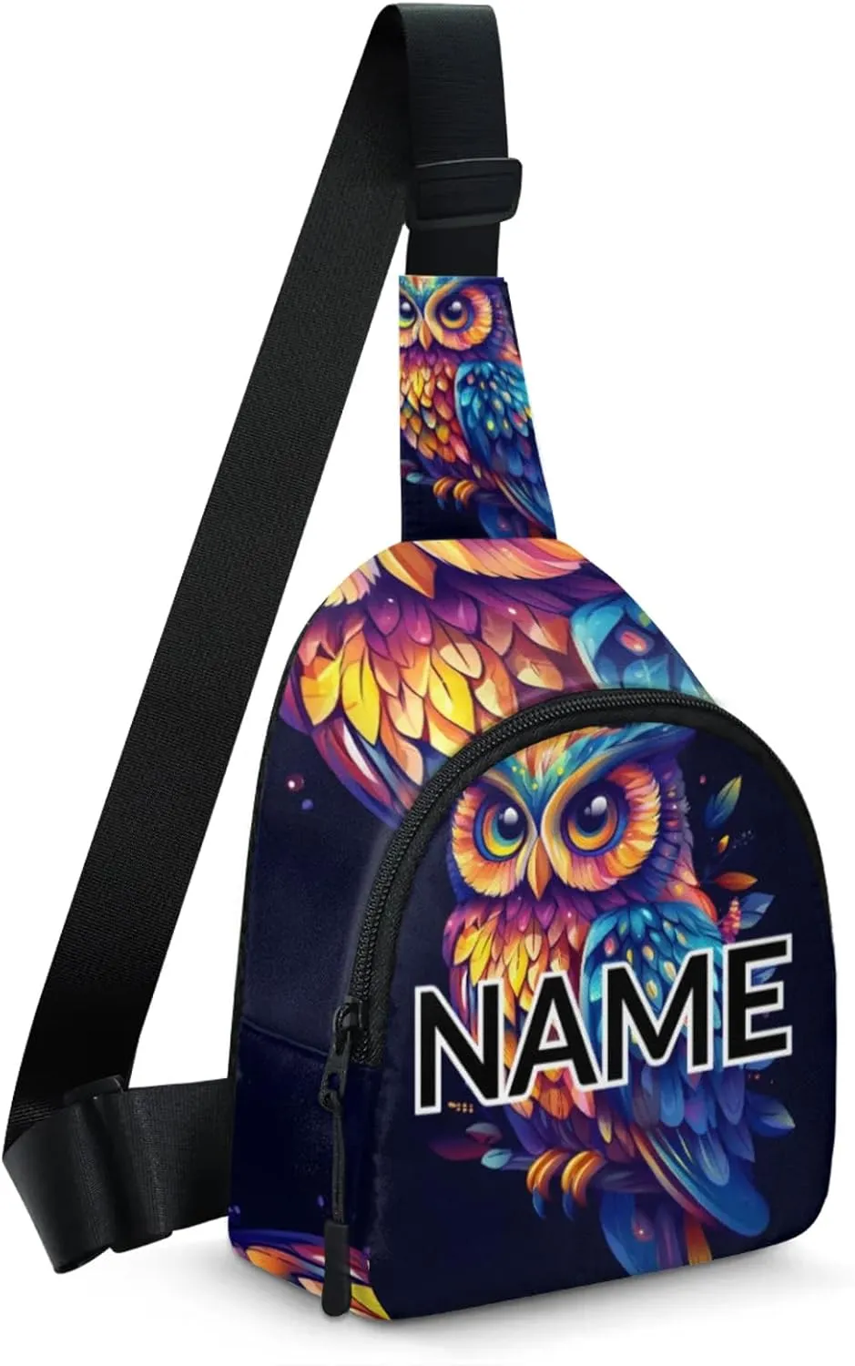 Custom Sling Bag Owl Cross Body Customize Chest Bag Funny Owl Daypack for Outdoors Travel Hiking Sports