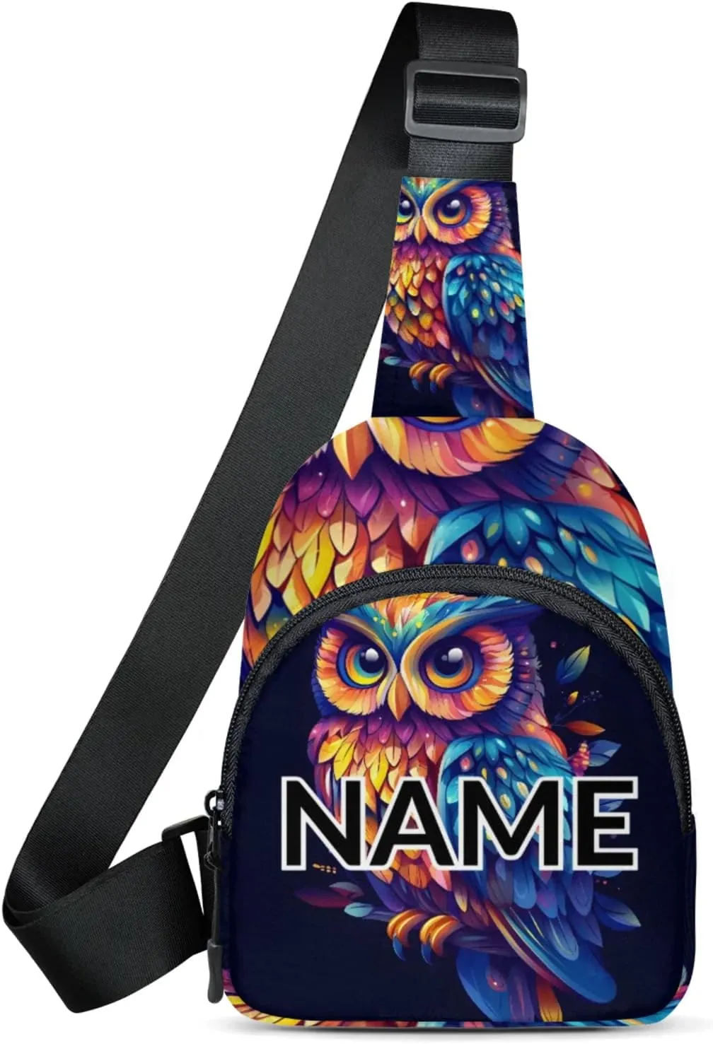 Custom Sling Bag Owl Cross Body Customize Chest Bag Funny Owl Daypack for Outdoors Travel Hiking Sports