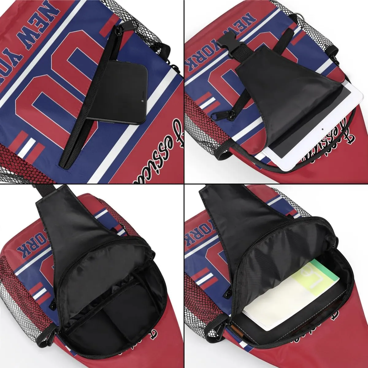 Custom Sling Bag, Personalized Rugby Sport Crossbody Bags for Men, Customize Name Sling Shoulder Backpack, Football Chest Bag Hiking Travel Daypack for Outdoor, New York